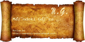 Mándoki Géza névjegykártya